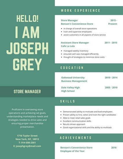 green masculine creative resume