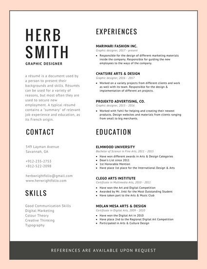 black and white modern resume