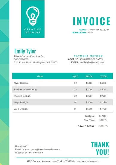 canva turquoise geometric invoice letterhead MACNOK157tI