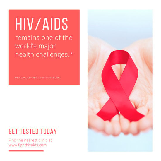White & Red with Photo HIV AIDS Awareness Statistics Facts Social Media ...
