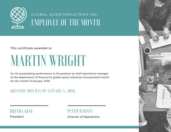 Customize 1,508+ Employee Of The Month Certificate 