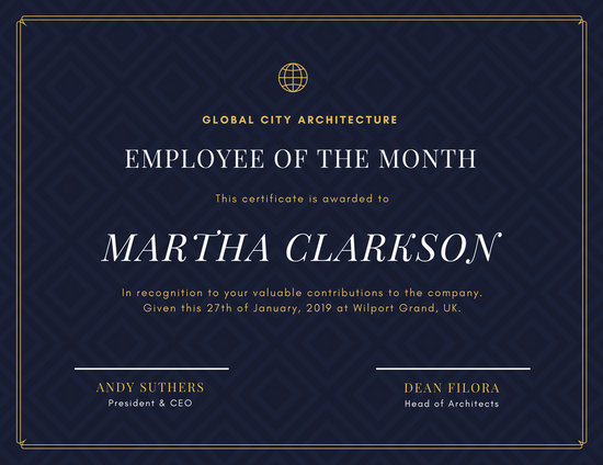 Customize 1,508+ Employee Of The Month Certificate 