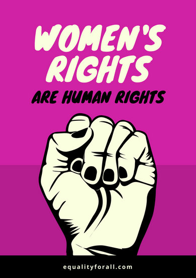 canva pink black illustrated fist women%27s rights poster MACPXl39xM4