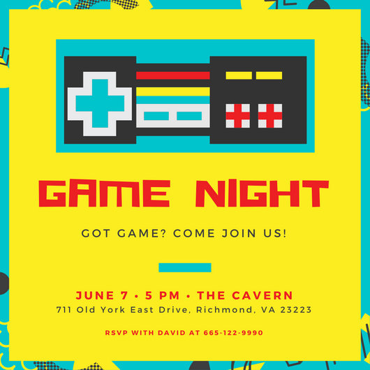 Dark Violet Pixelated Video Game Night Invitation - Templates by Canva