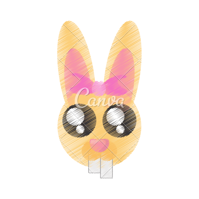 Bunny Face Cartoon Sketch Icons By Canva