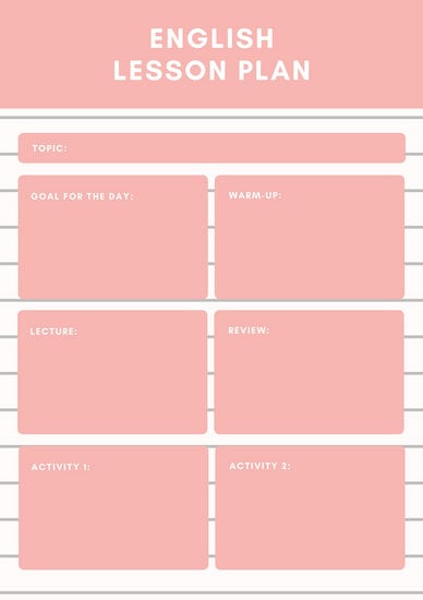 Pink Patterned Kindergarten Lesson Plan Templates By Canva