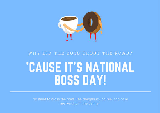 Blue Illustration Cute National Boss Day Card Templates by Canva