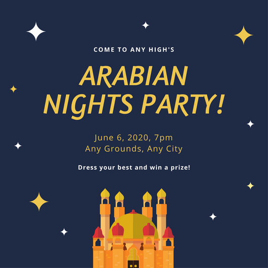 Black Gold White Arabian Nights Party Invitation Templates By Canva