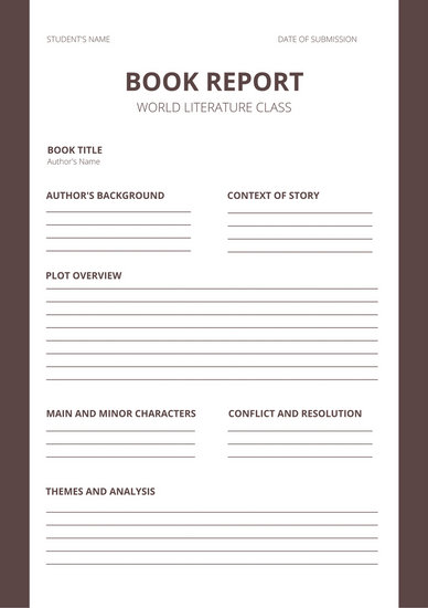 White Brown Minimalist High School Book Report - Templates by Canva
