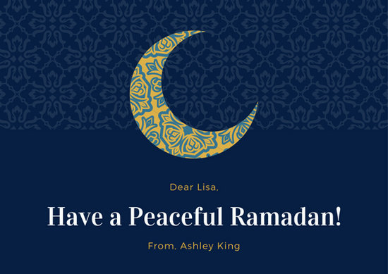 Blue Pattern Moon Muslim Ramadan Card - Templates by Canva