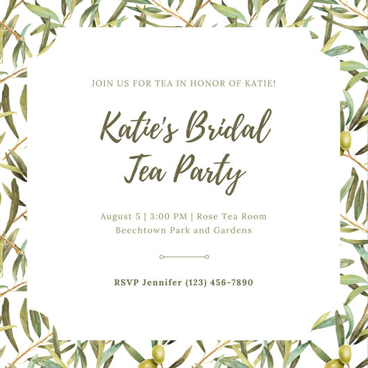 Floral Bridal Shower Tea Party Invitation - Templates by Canva