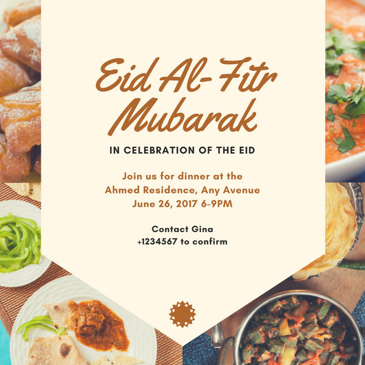 Cream and Brown Eid al-Fitr Invitation - Templates by Canva