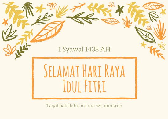 Orange Hari Raya Lebaran Idul Fitri Eid Al Fitr Card Templates By Canva