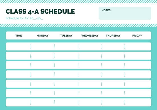 School Class Schedule Template