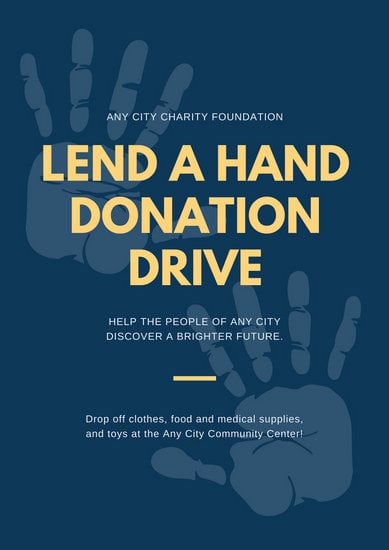 Blue and Yellow Hands Donation Poster - Templates by Canva