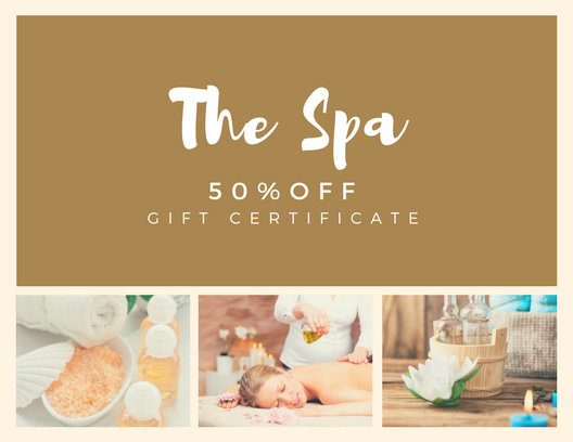 Light Brown Spa Gift Certificate