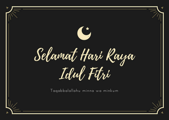 Cream, Black and Olive Hari Raya Idul Fitri Card 