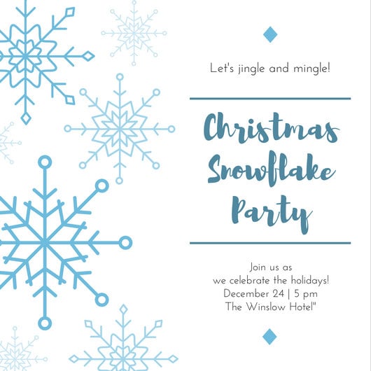 Snowflake Party Invitation Template 6