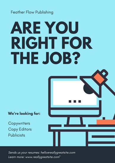 Turquoise Computer Illustration Hiring Poster - Templates 