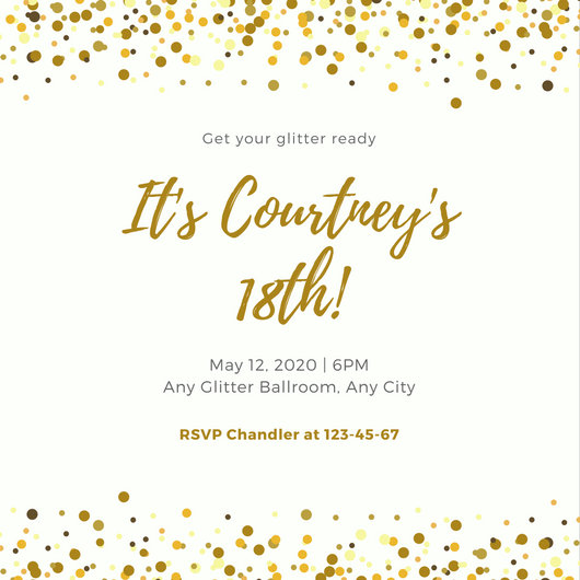 Gold Glitters Glamorous Party Invitation - Templates by Canva