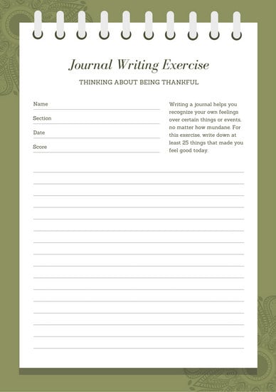 business template journal Journal  Canva Prompt Writing by  Worksheet Templates Green