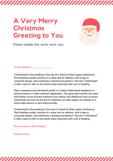 Simple Modern Red Lines Santa Letter - Templates by Canva