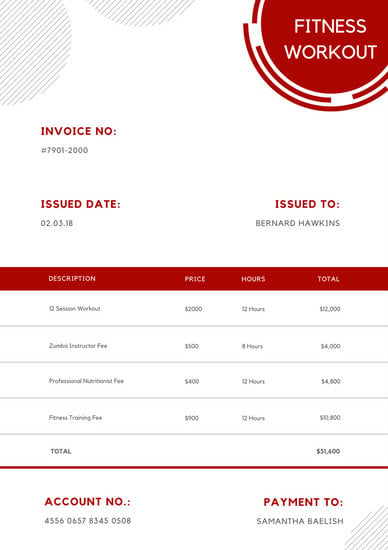 Red Circles Gym Service Invoice - Templates by Canva