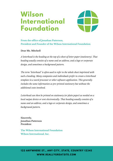 Teal and Green Modern Charity Letterhead - Templates by Canva