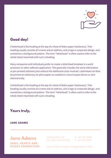 dark violet bordered charity letterhead