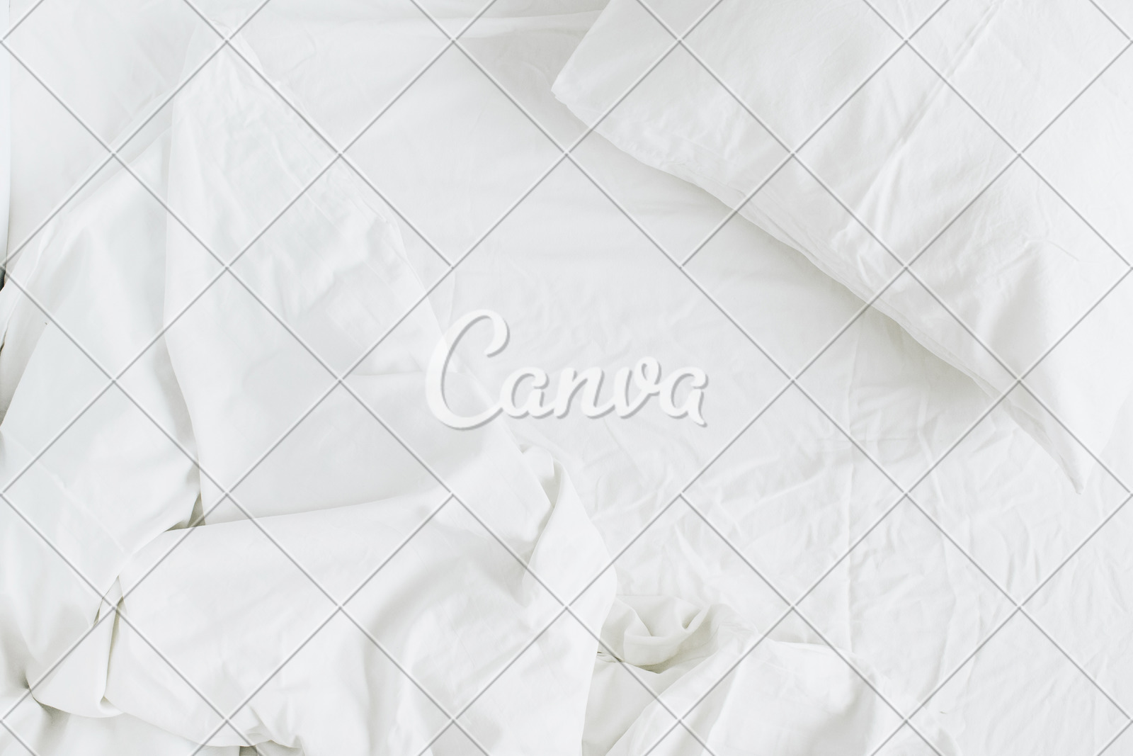 Flat Lay Of White Bed With Pillows And Blanket Photos By Canva