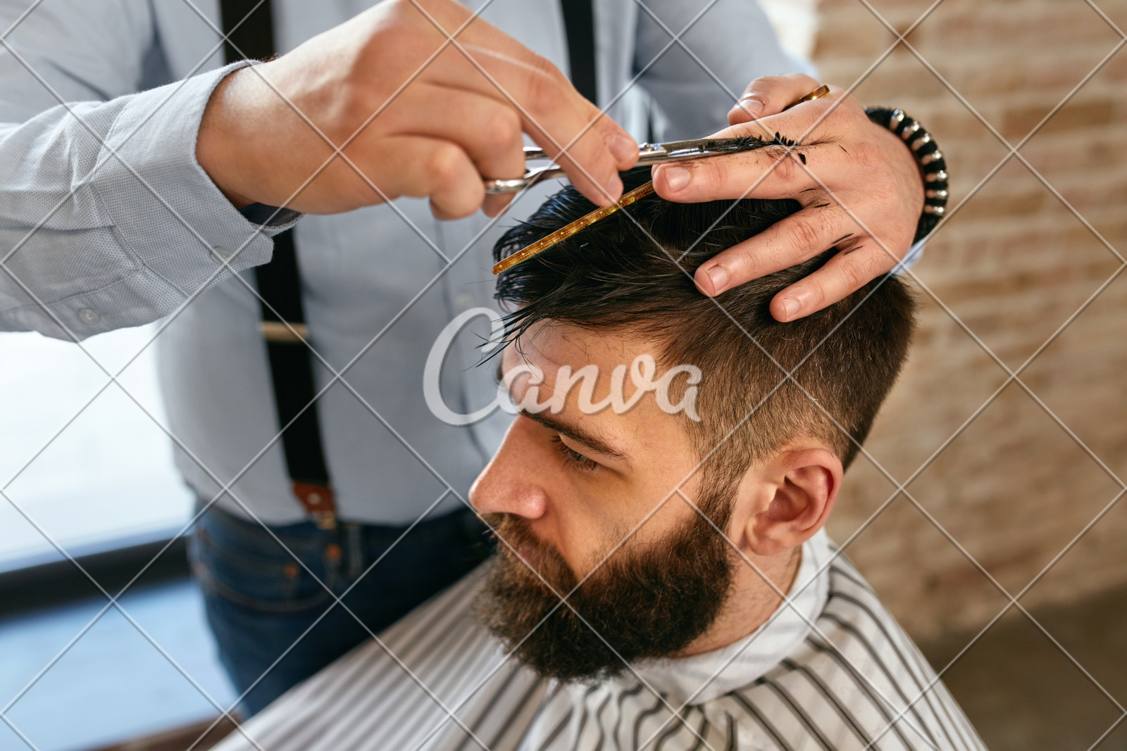 Men Haircut Barber Cutting Man S Hair In Barber Shop Photos By