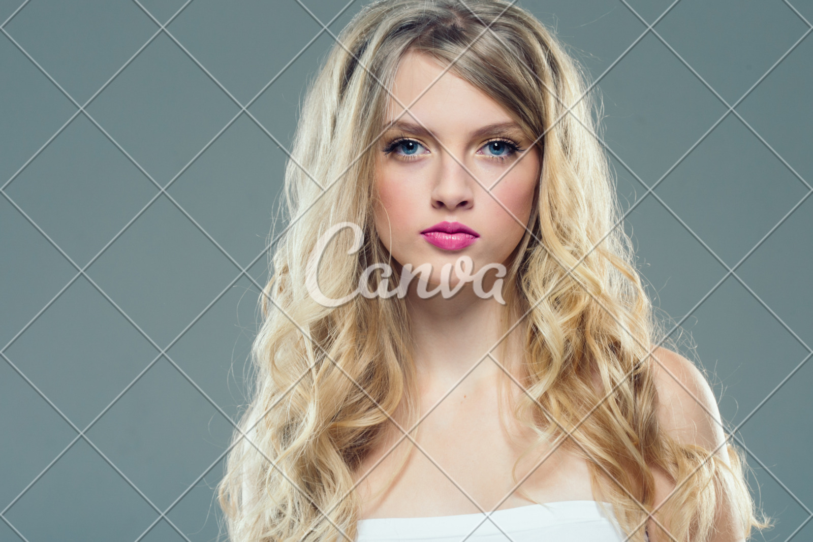 Curly Blonde Hair Woman Portrait With Healthy Skin Photos By Canva