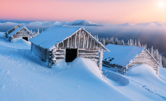 Cabin In The Mountains In Winter Photos By Canva