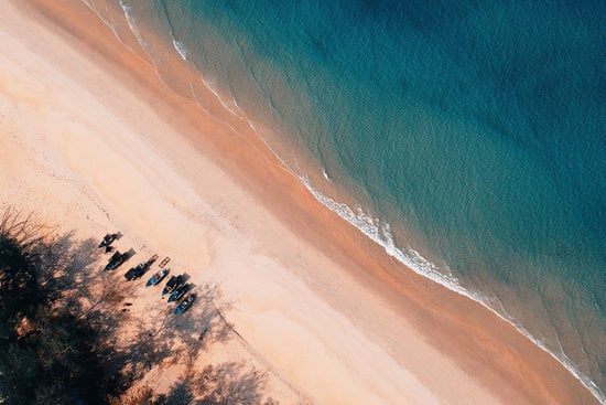 Aerial Photo of Seashore With Calm Sea