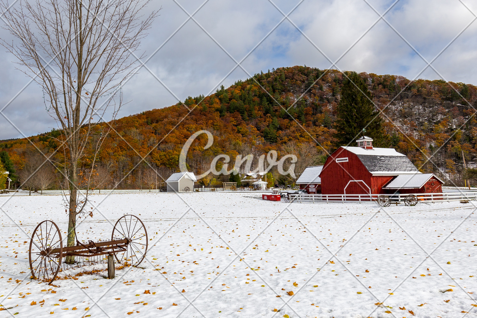 Red Barn In Early Winter Photos By Canva