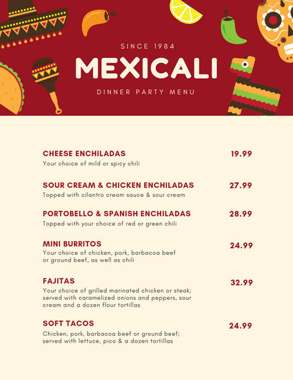 Canva Red With Icons Mexican Dinner Party Menu MADK34n 7Ao 