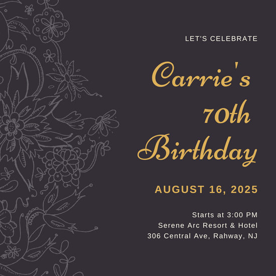 Customize 373+ 70th Birthday Invitation templates online - Canva