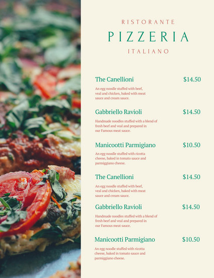 Red and Green Photo Italian Menu - Templates by Canva