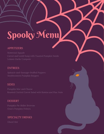 Customize 36 Halloween  Menu  templates online Canva