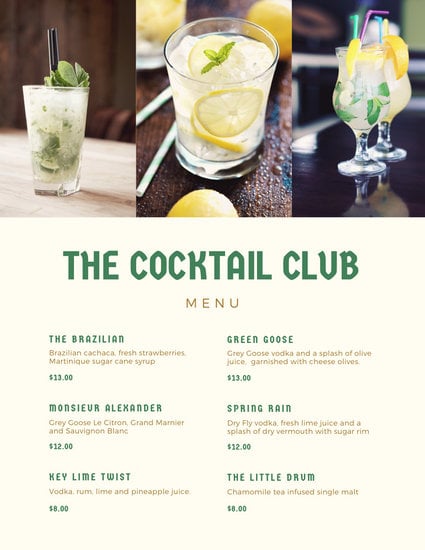 Customize 130+ Cocktail Menu templates online - Canva