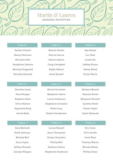 Canva Seating Chart Template