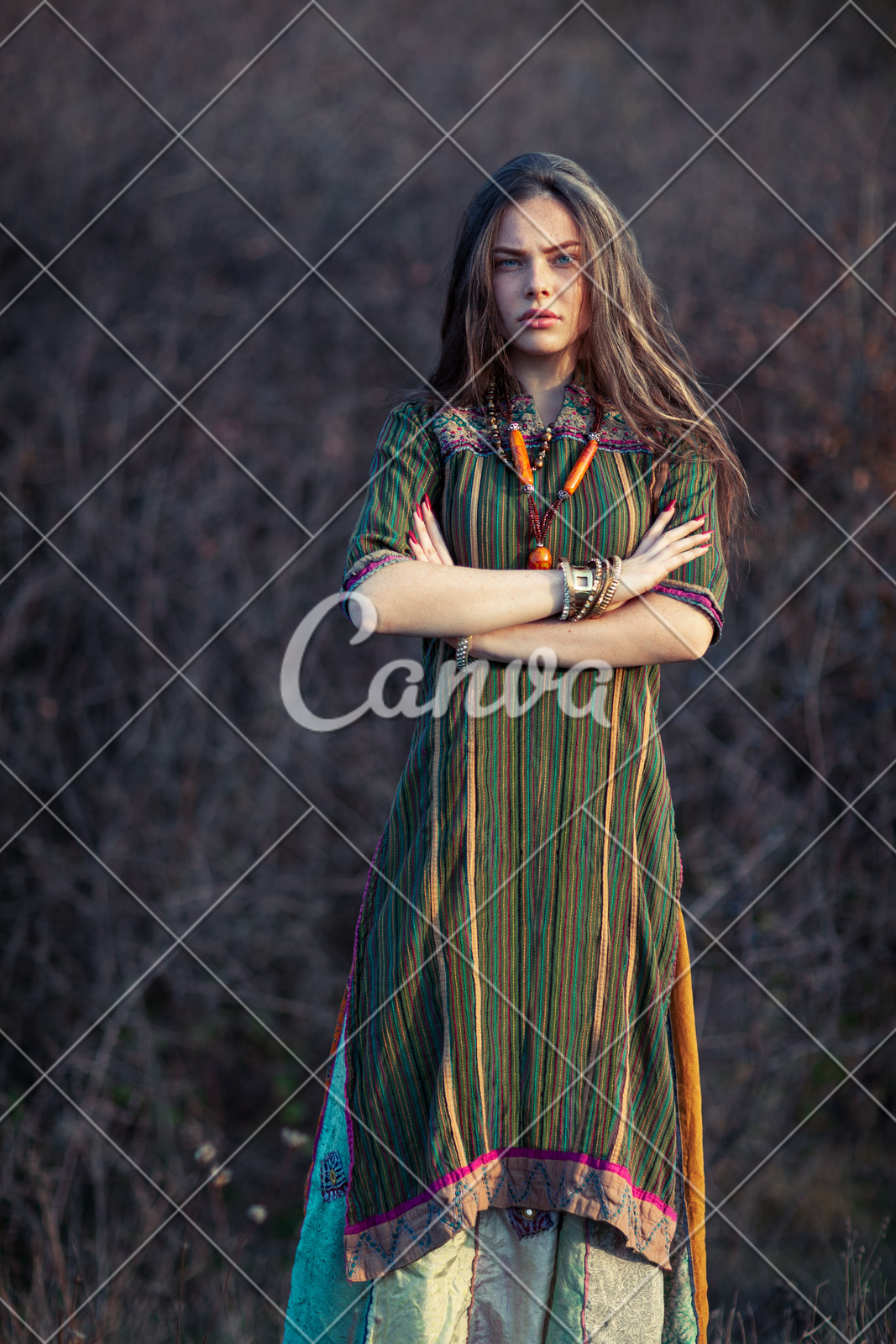 Beautiful Hippie Woman At Sunset Photos By Canva