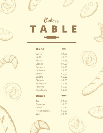 Customize 26+ Bakery Menu templates online - Canva