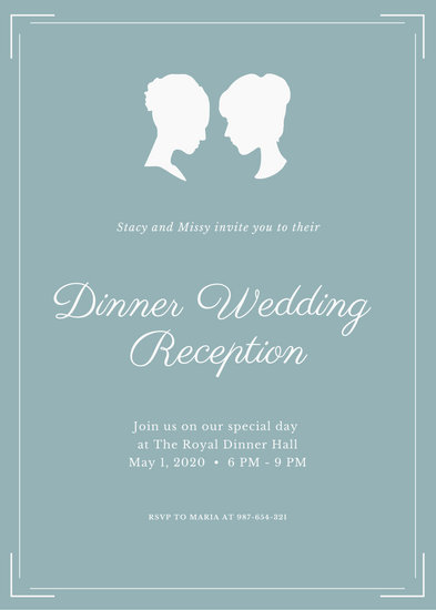 Teal Wedding Reception Invitation Templates By Canva
