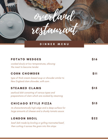 Customize 1 850 Menu  templates online Canva 