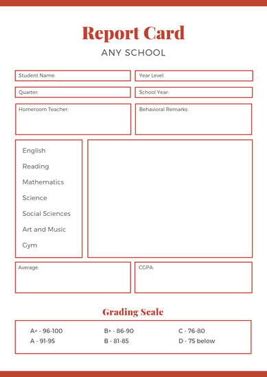 Customize 388 Middle School Report Card Templates Online Canva   Canva Red Middle School Report Card MADOPm6PnhE 