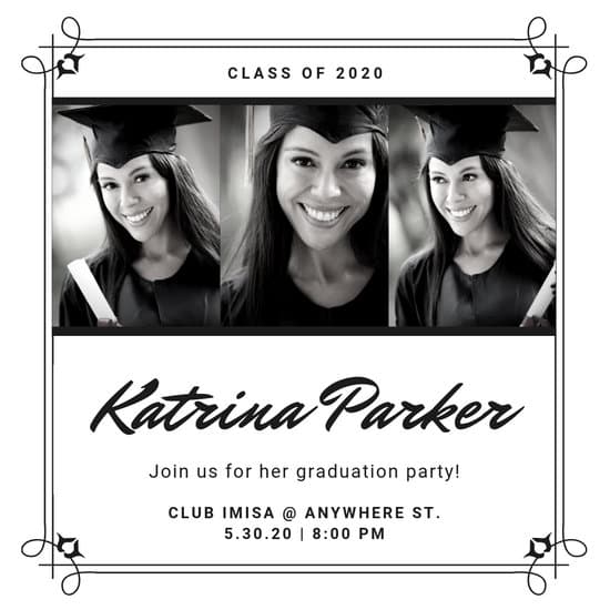 Blue And Yellow Script Graduation Party Invitation