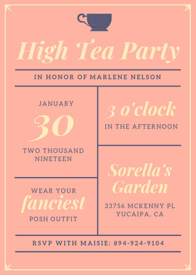 Customize 2,892+ Tea Party Invitation templates online - Canva