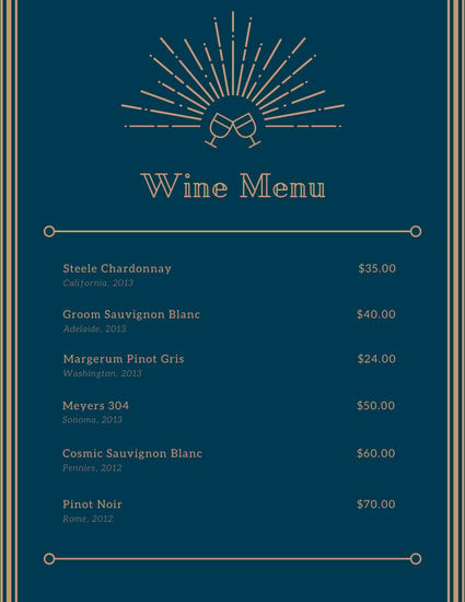 Customize 61+ Wine Menu templates online - Canva