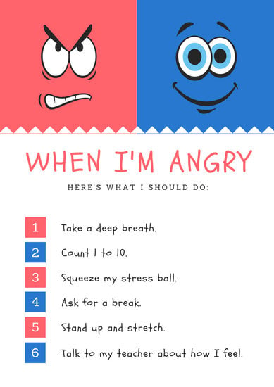 red and blue face anger social story templates by canva